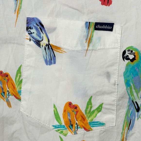 Chubbies XXL Dude Where's Macaw Bird Tropical Short Sleeve Button Down Shirt - Picture 7 of 13